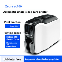 Imprimante de cartes d'identité professionnelle Zebra ZC300/100 pour badges d'employés et d'étudiants, compatible avec les cartes plastiques CR80