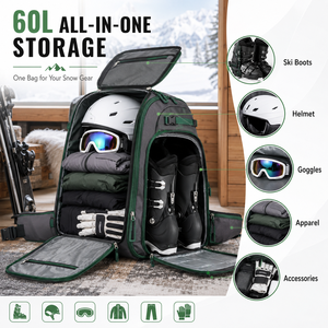 Zaino per Scarponi da Sci 60L, Borsa per Attrezzatura da Snowboard di Grande Capacità con Doppio Scomparto per Scarponi, per Sci e Viaggi Invernali - Product Image 2