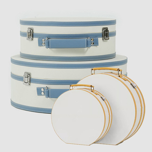 Cao bồi da hat hộp 2pcs thiết lập cho nam giới phụ nữ lưu trữ Vòng hat du lịch trường hợp trang điểm Trường hợp với đèn đồng bằng vẻ đẹp trường hợp OEM/ODM - Product Image 1