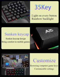 OEM 35-Key Ergonómico LED Rainbow Backlight Gaming Keyboard USB Wired One-handed Gaming Keyboard con reposamanos para teléfono Tablet - Product Image 5