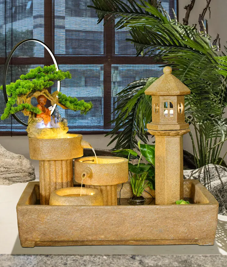 Japanisches leichtes Luxus-Wasserbild fließender Wasserbrunnen-Ornamente Wohnzimmer Hof Reichtümer Dekoration Balkondekoration
