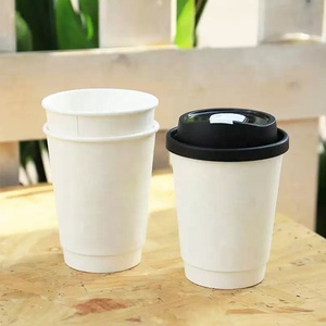 แก้วกาแฟกระดาษแบบใช้แล้วทิ้ง แก้วกระดาษคราฟท์สองชั้น สำหรับเครื่องดื่มร้อนแบบนำกลับบ้าน กาแฟแบบซื้อกลับบ้าน - Product Image 1