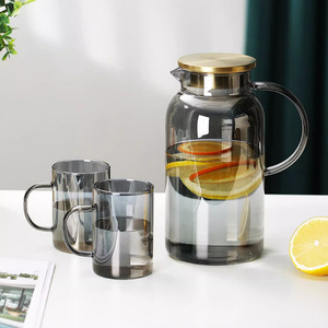 Carafe à eau en verre borosilicate transparent, grande capacité, pour usage domestique, avec fonction d'infusion de citron - Product Image 4