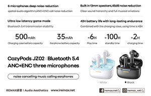 REAMX CozyPods JZ02 ANC+ENC Three Microphones Noise Reduction Music <strong>Wireless</strong> Earphones TWS <strong>Bluetooth</strong> Earbuds <strong>Auriculares</strong> 2025 - Product Image 4