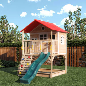 Casetta da Gioco in Legno per Esterni per Bambini con Struttura per Arrampicata - Product Image 1