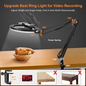 Sıcak satış selfi ışığı halka canlı yayın masaüstü Selfie parantez standı halka ışık tutucu ile Led cep telefonu - Product Image 2