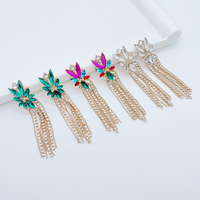 Boucles d'oreilles pendantes bohèmes en zircon CZ, motif fleur, avec perles et pampilles, ornées de pierres précieuses colorées et de diamants