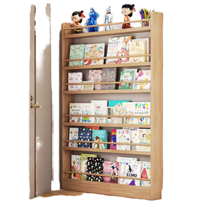 Estantería Moderna de Madera Maciza de 6 Niveles para Sala de Estar, Organizador de Almacenamiento Detrás de la Puerta, Revistero, Estante de Exhibición, Montado en la Pared - Product Image 1
