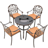 Table de barbecue extérieure amovible personnalisée, charbon de bois/électrique/chaudron, table et chaises universelles en aluminium moulé, imperméables