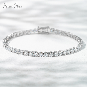 สร้อยข้อมือเพชรเม็ดเล็กสีขาวทองขนาด3.2มม. สร้อยข้อมือเพชรสำหรับเทนนิสที่ปลูกในห้องทดลอง - Product Image 1
