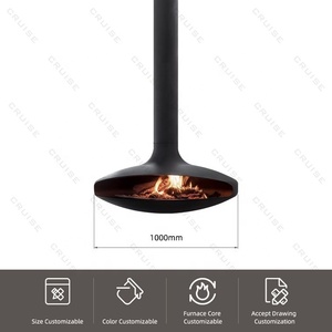 Cheminée suspendue décorative en acier au carbone flottant avec verre, foyer à bois de 1000 mm, CRUISE - Product Image 6