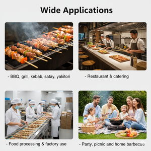 Brochettes en bambou plates de grande taille personnalisées de 8 tonnes par jour, expédition à temps <span class=keywords><strong>avec</strong></span> impression de logo personnalisée pour la cuisine de barbecue - Product Image 3