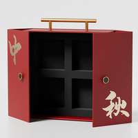 Boîte Cadeau Luxe pour Gâteaux de Lune, Emballage en Carton, 4 Compartiments, Portable, Compatible Sushi, Haut de Gamme, Étanche, Magnétique, Gaufrage