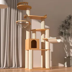 Nouveau style bois massif chat escalade cadre luxe grand arbre à chat sisal griffoir tour condo