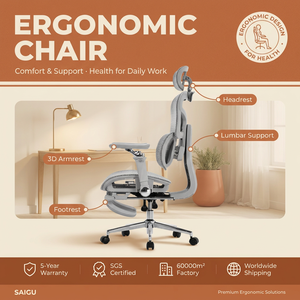 <span class=keywords><strong>Chaise</strong></span> de <span class=keywords><strong>bureau</strong></span> ergonomique SAIGU Boutique Series, dossier en maille grise, soutien du corps, repose-jambes inclinable synchronisé, <span class=keywords><strong>chaise</strong></span> de <span class=keywords><strong>bureau</strong></span> en maille - Product Image 2