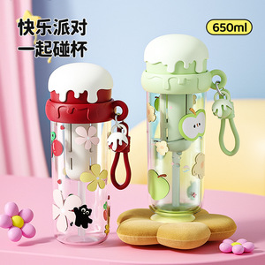 Cartoon Ice Cream Cup 650ml With Tea Strainer For Party And Daily Use - Product Image 1