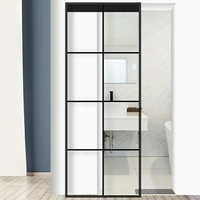 Porte coulissante sans rail en verre, design moderne en aluminium, pour chambre, bureau et projets intérieurs de villas
