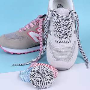 WEGOODZF Lacets en sergé à pois colorés personnalisés Qualité assurée Paire de lacets de <span class=keywords><strong>basket</strong></span>-ball plats en <span class=keywords><strong>toile</strong></span> en polyester - Product Image 4