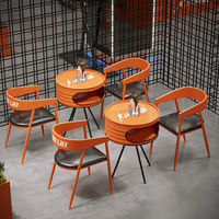 Ensemble de table et de chaises de bar industrielles en métal, meubles en forme de baril de pétrole pour pub, café, restaurant
