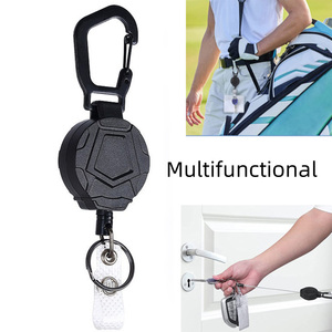 Retractable Badge Reel with Belt Clip, 23.6in Steel Lanyard for <b>ID</b> Badges Keys, Keychain <b>Holder</b> Carabiner - Product Image 4