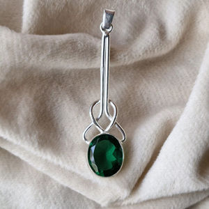 จี้มรกตสีเขียวคุณภาพสูง925สเตอร์ลิงทำด้วยมืออัญมณีของขวัญเครื่องประดับ - Product Image 1