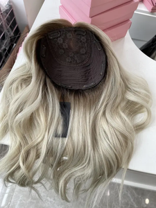 New Lụa Cơ Sở 100% Châu Âu Tóc Con Người Toppers Đối Với Phụ Nữ Với Mái Tóc Mỏng Hoặc Mất Tinh Khiết Tay-Gắn Thoáng Khí Tóc Mảnh Tóc Xù Tóc Giả Tóc Giả - Product Image 5