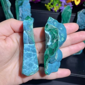 Torre de Piedras Preciosas Naturales en Bruto de Fábrica: <span class=keywords><strong>Crisocola</strong></span> con Punta de Malaquita, Espécimen de Varita de Cristal para Decoración Feng Shui - Product Image 3