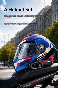 Nouveau Casque Moto 2026 Certifié DOT CCC avec Caméra Intégrée, Intercom Sans Fil pour 2 Personnes, Double Visière Relevable, Casque Intégral - Product Image 2