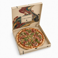 Cajas de Pizza Cuadradas Impresas Personalizadas con Asa, Cartón Ecológico, Relieve UV Localizado, Acabado Mate para Llevar, Marca Personalizada