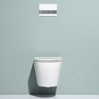 Toilette flottante de forme ronde Europe sans rebord Toilette murale Wc Suspendu Complet Toilette suspendue au mur sans rebord