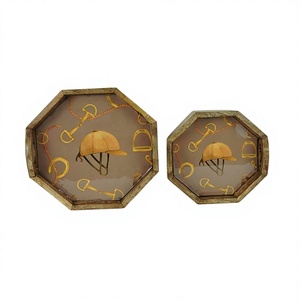 Bandejas para servir té, café, bebidas, platos, estampado ecuestre personalizado, juego de bandejas de esmalte alto, frutas, Pizza, postre, bandejas de madera decorativas - Product Image 1