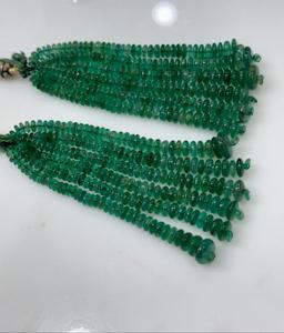 Boucles d'oreilles et colliers en perles d'émeraude naturelle de qualité exceptionnelle appariés avec du matériel en pierre - Product Image 2
