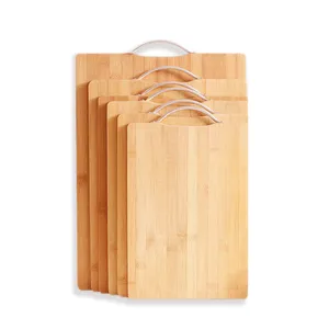 Planche à découper en bois bambou, bon marché, réglable et abordable, planche à découper personnalisée en bois, 6 tailles petits, moyens et grands avec poignée en métal