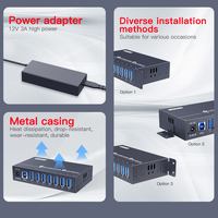 A-173 Sipolar Hub USB de 7 Puertos 36W, Hub de Carga Rápida para Teléfono Reacondicionado, Hub USB 3.0