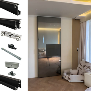Kits de portes coulissantes en verre miroir, système de porte coulissante hydraulique pour l'intérieur de la maison, système de porte miroir magique pour maison de luxe - Product Image 1