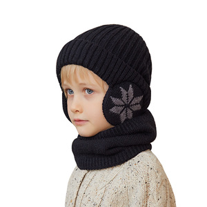 2 uds., gorro de invierno tejido para niños, bufanda con forro polar, protección para las orejas, gorros para niños, calentador de cuello, gorro cálido para niños de 4 a 10 años - Product Image 3