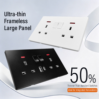 Enchufe Doble Estándar del Reino Unido de 13A con Interruptor, 2 Tomas BS de 13A con Indicador de Neón, Panel de PC Blanco, Negro, Gris, Enchufe de Pared con USB Tipo C