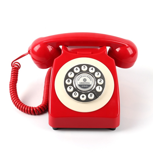 Classic Antique Retro Phone Vintage Old Fashon Desktop Record Telephone for Wedding Audio guess Book Phone