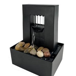 Fontaine d'eau de table noire en promotion avec pierres naturelles, cascade de méditation intérieure, fontaine Feng Shui pour la maison et le bureau - Product Image 1