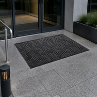 Tapis de porte extérieur en fibre de polyester avec dos en caoutchouc, absorbant l'eau, design côtelé pour l'entrée de la maison