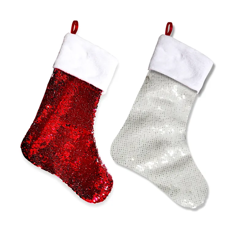 Navidad regalo calcetines Calcetines decoración lentejuelas rojo de Navidad Calcetines