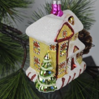 Ornement en verre soufflé en forme de maison en pain d'épices de haute qualité, adapté aux arbres de Noël et aux décorations de fêtes faites à la main