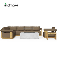 Ensemble de canapés de jardin modulaires de style resort, en teck imperméable, pour villas de loisirs, mobilier d'extérieur résistant à l'eau