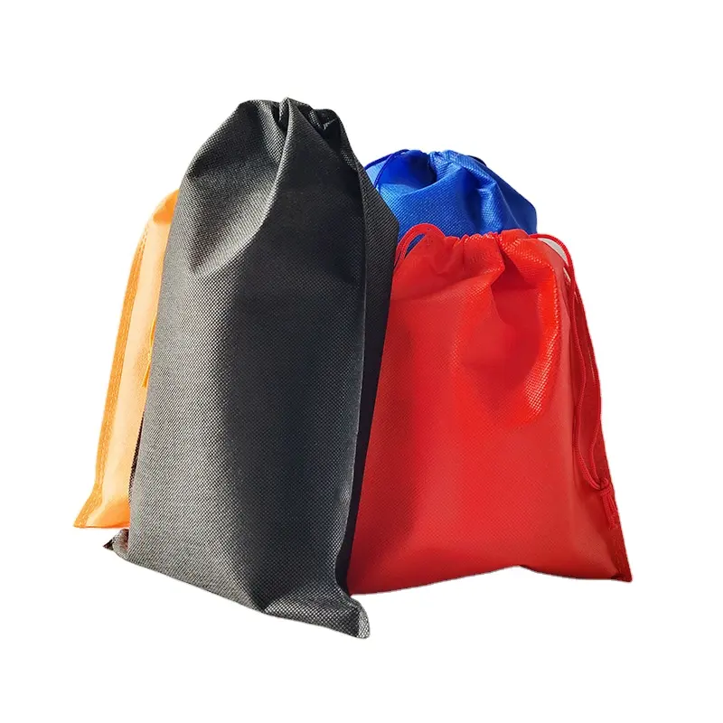 Algodão não tecido reciclável Drawstring Gift Pouch Custom Logo Drawstring Bag Respirável Poeira-prova Bag