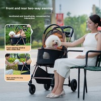 Poussette pour animaux de compagnie haut de gamme, pliable, stable sur quatre roues, montable sur voiture, rangement pratique, cadre métallique détachable, chariot pour chat et chien