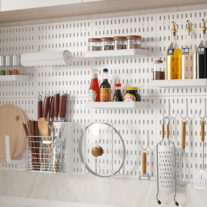 Accessoire sans trou pour dortoir cuisine et salle de bain salon armoire outils nettoyage des aliments étagère de <span class=keywords><strong>rangement</strong></span> murale sans trou - Product Image 1