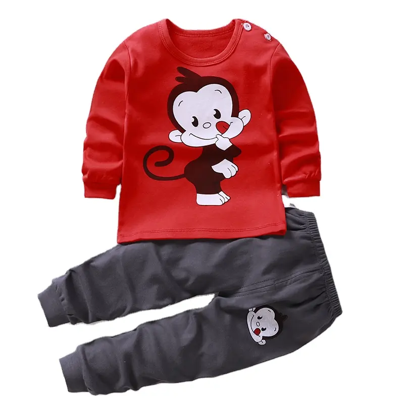 Wholesale Bamboo 2 Piece toddler Pajamas sets toddler Long Sleeve Soft Sleepwear Cotton Boys Girls Pajamas Elastic cotton Pajama