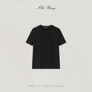 เสื้อยืดคอกลมทรงปกติสำหรับผู้ชาย Old.Money แขนสั้น สีพื้น ผ้าฝ้ายเจอร์ซีย์ถัก 100% สไตล์ลำลอง - Product Image 5