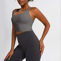 Soutien-gorge de sport antichoc à maintien élevé, dos croisé, couleur unie, sensation seconde peau, design populaire pour l'entraînement physique