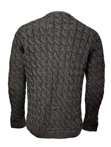 <b>Men</b> Breathable ODM <b>Cable</b> <b>Knit</b> <b>Sweater</b> Crew Neck Pullover Long Sleeve Standard Ribbed Edge Winter Wear 70% Recycled Cotton Solid - Product Image 3